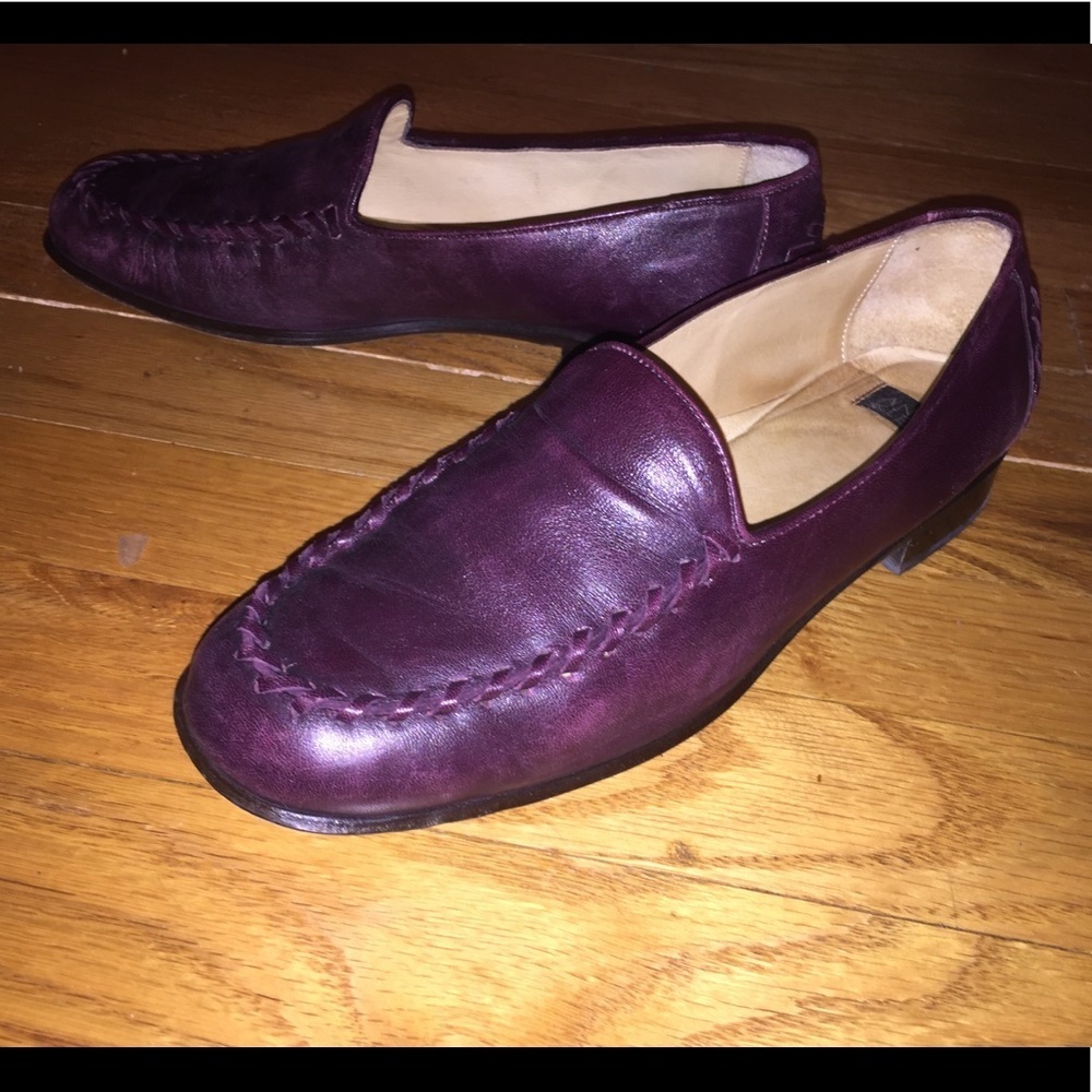 Vintage Anne Klein Eggplant Leather Loafers - 8 - Picture 2 of 7